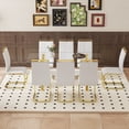 thumbnail image 2 of Table & Chair Set: Elegant Transparent Tempered Glass Dining Set - 71"x35.4" + 8 White PU Chairs with Golden C-Tube Metal Legs, 2 of 9