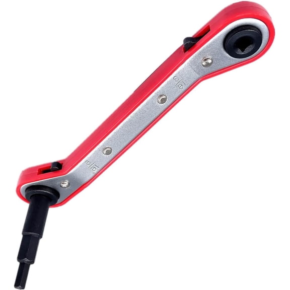 HVAC Service Wrench Set, Air Conditioner Valve Curved Ratchet Wrench (1/4", 3/8", 3/16", 5/16"), with Hexagon Bit Adapter Tool Kit for Refrigeration Equipment and Repair