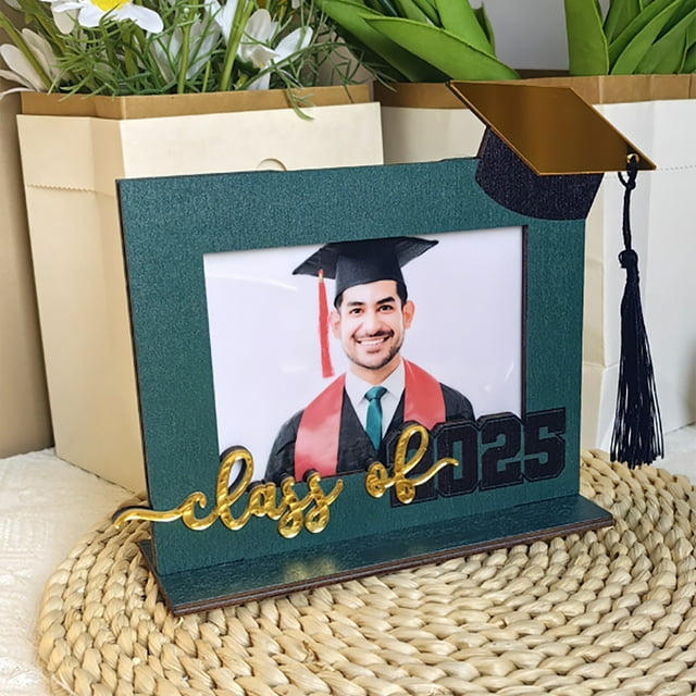 Graduation And Start Of School 2025 Wooden Photo Frame Desktop Ornaments Graduation Season Decorations 2025 Graduation Season Wooden Photo Frame Ornaments (horizontal Version) Health Ornament Sparkly