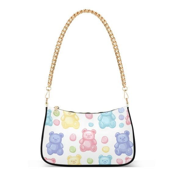 FORMRS Womens Shoulder Bag with Chain Strap Clutch Purse Cute Tote Handbag, Colorful Gummy Bears Pattern