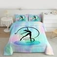 thumbnail image 2 of Homewish Kids Gymnastics Dancing Bedding Comforter Set,Gradient Blue Green Twin Comforter Sets,Kids Gymnast Sports Bedding Set For Girls,Breathable Home Decor Reversible,2 Pieces, 2 of 8