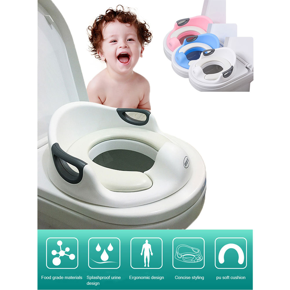 Kids Boys Girls Toilet Seat with Cushion Handle Backrest Toilet Trainer