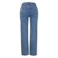 thumbnail image 2 of Pantalones vaqueros rasgados de talle alto y pierna ancha Y2K holgados for novio, pantalones versátiles de mezclilla envejecida, 2 of 7