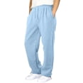 thumbnail image 6 of UDAUDU Boys Girls Sweatpants Open Bottom Baggy Sweat Pants School Uniform Straight Leg Fleece Loose Fit Gym Athletic Sweatpants Pockets Sky Blue 9-10 Years, 6 of 6