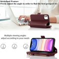 thumbnail image 4 of for iPhone 11 Phone Wallet case with Zipper Card Holders for Women,iPhone 11 Phone Cases Slots Crossbody Flip Folio Book Cover with Credit Card Holder Men for iPhone11 case - red, 4 of 12