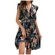 thumbnail image 1 of Vestido de manga corta con estampado de verano para mujer Vestido de playa Vestido de sol Mini vestido Cintura cortada Vestido con volantes fluidos Fridja  hjkh6894, 1 of 4
