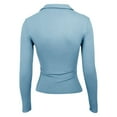 thumbnail image 6 of UJNDER Women's Long Sleeve V Neck Slim Fit Tops for Women Casual Basic Pleated Top T Shirt Comfortable Light Blue S, 6 of 6