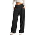 thumbnail image 2 of Zulora Women's High Waist Wide Leg Pants Drawstring Hem Casual Jogger Trousers with Pockets Loose Fit for Daily Workout, 2 of 9