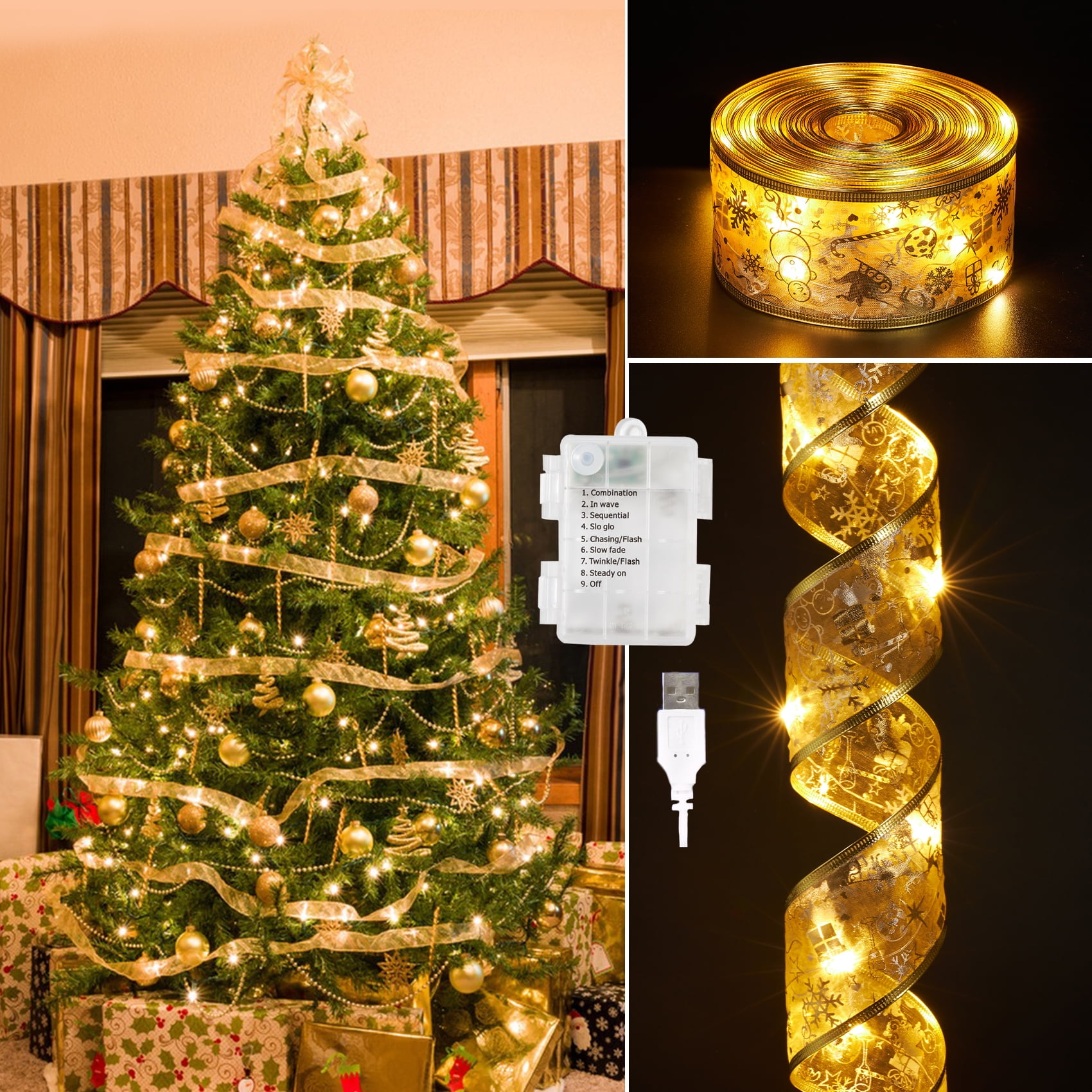 VERMON Christmas LED Lights Santa Claus Theme Warm Lights Waterproof  Connectable Replaceable Light Housing Hanging Lights Weddings Parties Home  Decor Supplies 