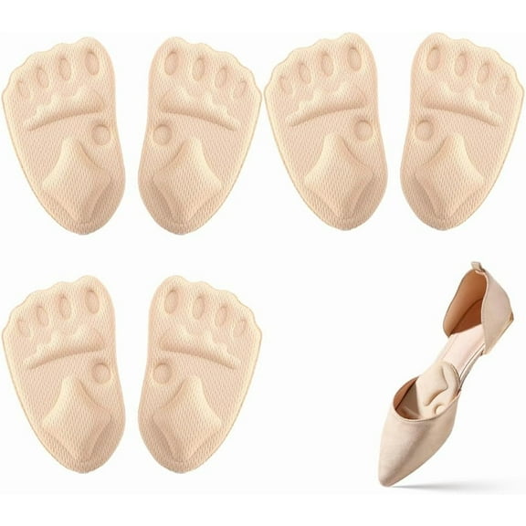 2025 Upgraded Metatarsal Pads Women, Shoe Inserts for Women, Ball of Foot Cushions Relief and Comfort, One Size Fits Any (Beige, 3 Pairs)