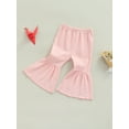 thumbnail image 4 of Gureui Toddler Girls Knitted Ribbed Bell Bottoms Ruffle Flare Skinny Pants Infant Baby Outfit Leggings Trousers, 4 of 8