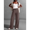 thumbnail image 4 of Women Wide Leg Pants High Waisted Business Casual Work Trousers Dressy Pants with Pockets Mocha Brown XXL, 4 of 10