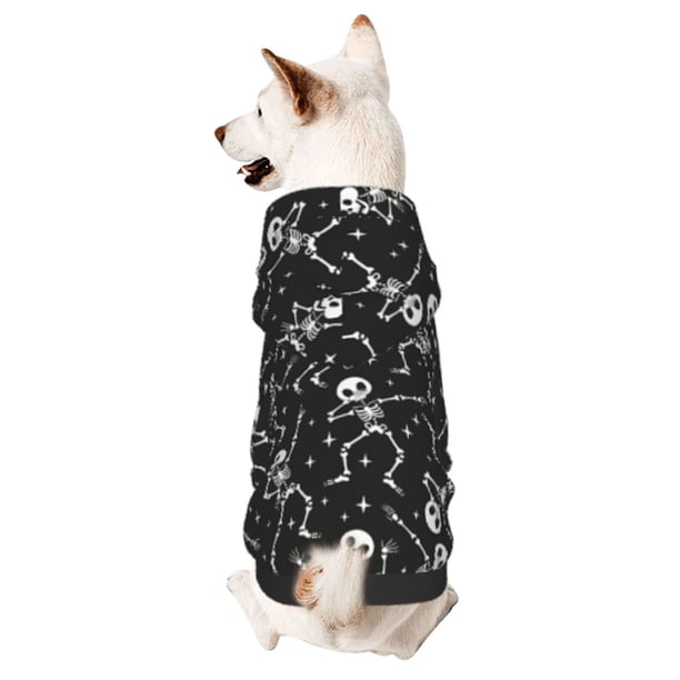 Balery Retro Skeleton Dancing On Halloween Party Sudadera con Capucha para Perros Pequeños – Ropa para Mascotas, Disfraz para Perros y Gatos, Ideal para Fiestas y Cosplay-X-Small