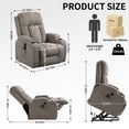 thumbnail image 3 of Power Lift Recliner Chair for Elderly,Heavy Duty Infinite Position Recliner Chair with 8-Point Vibration Massage and Lumbar Heating,USB Charging Port, Cup Holders,Brown, 3 of 10