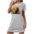 thumbnail image 3 of Sakmal Soft Womens Moomoo Nightgown Loose Gray Comfy Halloween Sleepwear Short Short Sleeve Black Cat Print Crew Neck Nightgowns S-2XL, 3 of 4