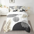 thumbnail image 2 of Homewish Geometric Stripes Circle 7 Pieces Bedding Comforter Set for Female Men Teens,Vintage Aesthetic Full Bedding Set Lightweight,Botanical Plants Leaves Fitted Sheet Flat Sheet, 2 of 8
