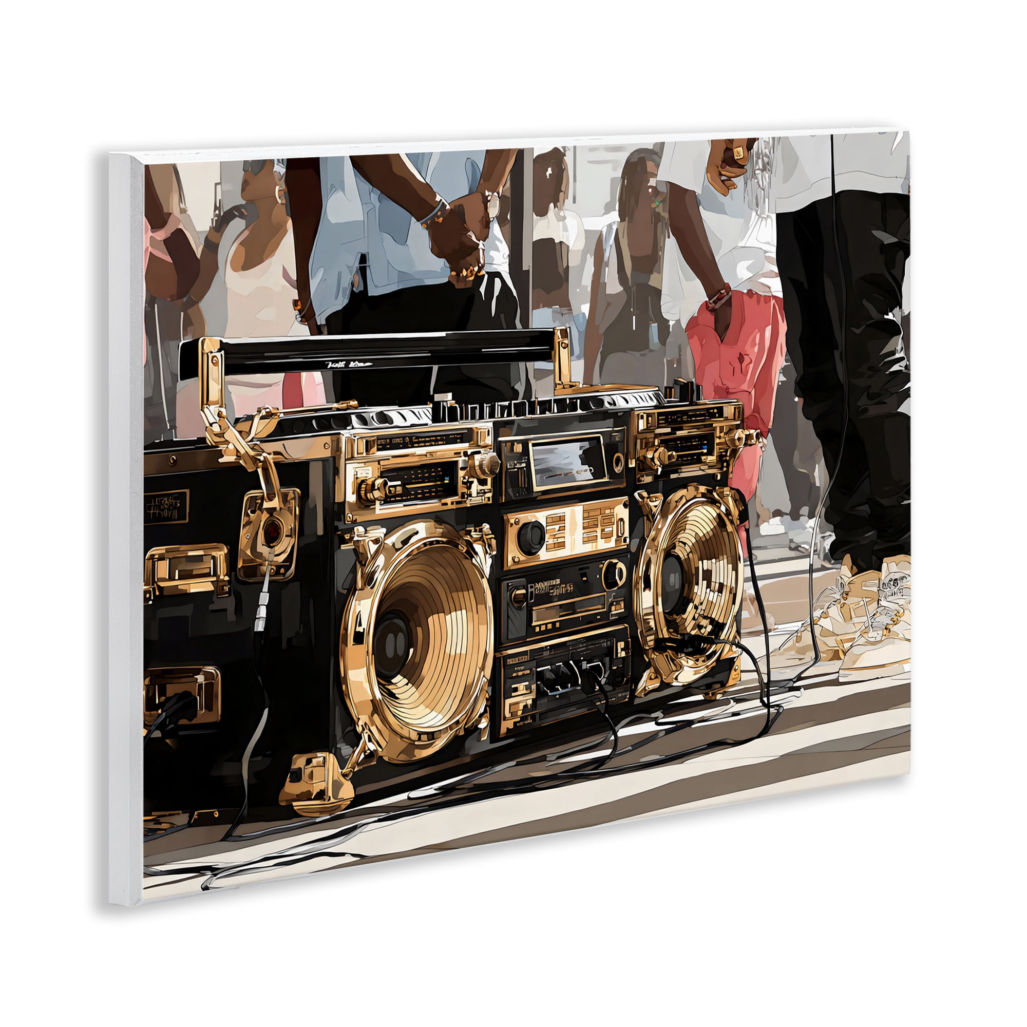 Stupell Industries Golden Stereo Hip Hop Beats Wall Plaque Art, design by Franklyn Gregory