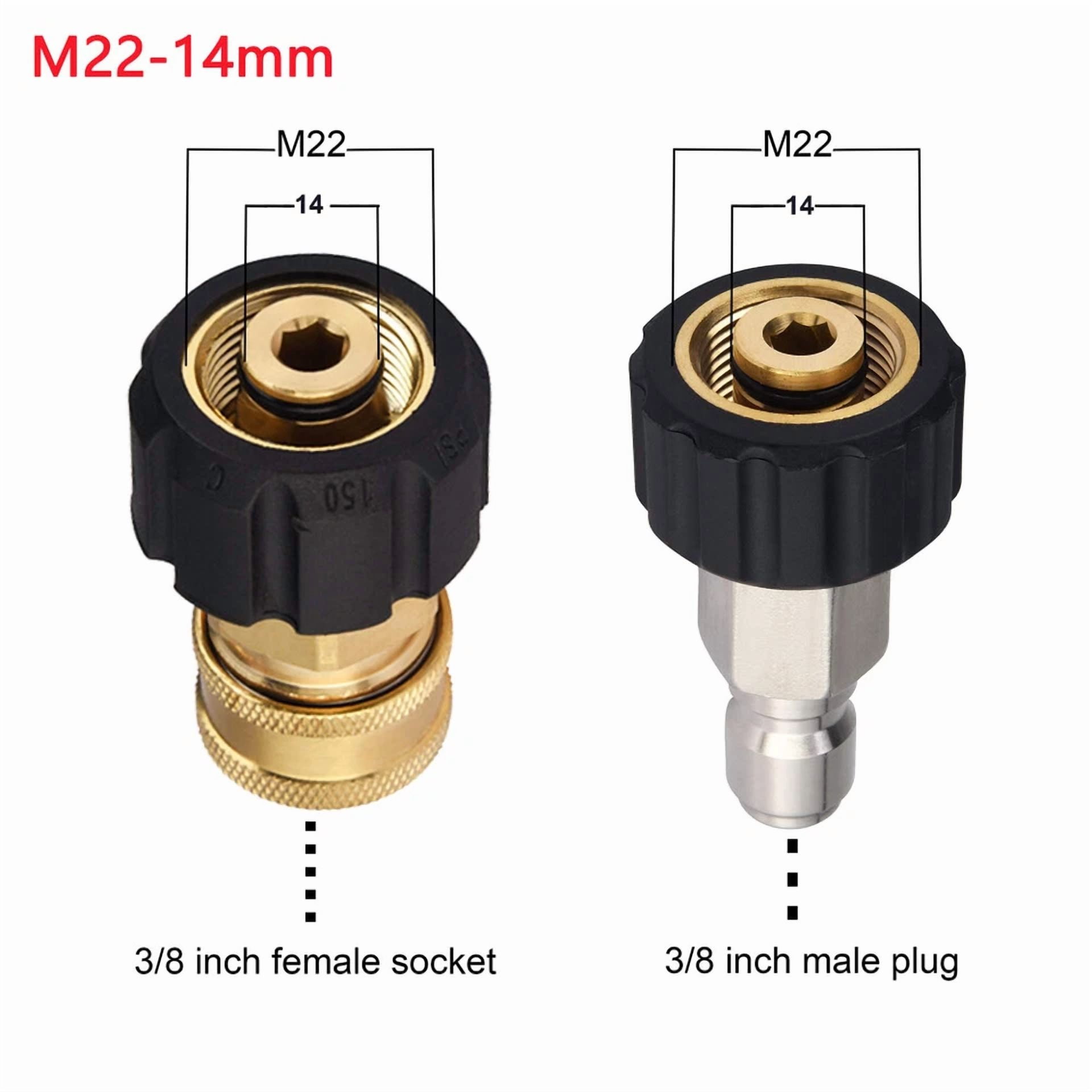 CIRCLE- Pressure Washer Hose Adapter Set M22 To 3/8 Quick Connect For Power Washer Hose