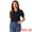 Navy Blue, variant on DARING DIVA Women's Peter Pan Collar Puff Short Sleeve Button Chambray Shirt XS Blue
