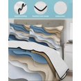 thumbnail image 4 of Modern Blue Brown Twin XL Size Down Alternative Comforter, Lightweight Comforter Quilt Bedding Set with Pillow Shams Coastal Beach Wave Geometric All Seasons Bed Comforter Duvet Insert 68"x98", 4 of 7