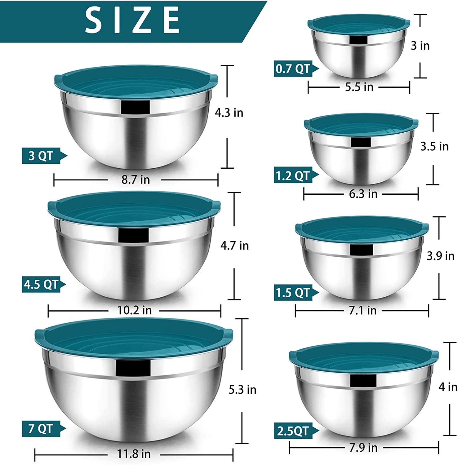 Vesper's Kitchen Stackable Mixing Bowl Set, Nesting Bowls w/Measuring Cups, Compact, Durable, & Lightweight, Ideal for RVs & Camping Supplies, Grip  Handles …