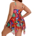 thumbnail image 4 of Agnes Orinda Women's Plus Size Two Piece Swimsuit Print Beach Bathing Suit Mesh Flowy Cutout Drawstring Tankini Top with Short 2X Orange, 4 of 8