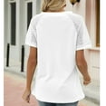 thumbnail image 4 of Timegard Summer Tops for Women V Neck Lace Short Sleeve Solid Color Casual Loose Comfy Tee Blouse, 4 of 4