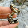 thumbnail image 5 of 2pcs Brass exquisite horse stepping on auspicious clouds copper carving ornaments,interesting animal table decoration copper carving crafts, 5 of 9