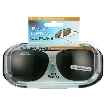 Polar Optics Unisex REC M 58 Plastic ClipOns Sunglasses Gray