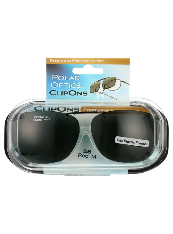 Polar Optics Unisex REC M 58 Plastic ClipOns Sunglasses Gray