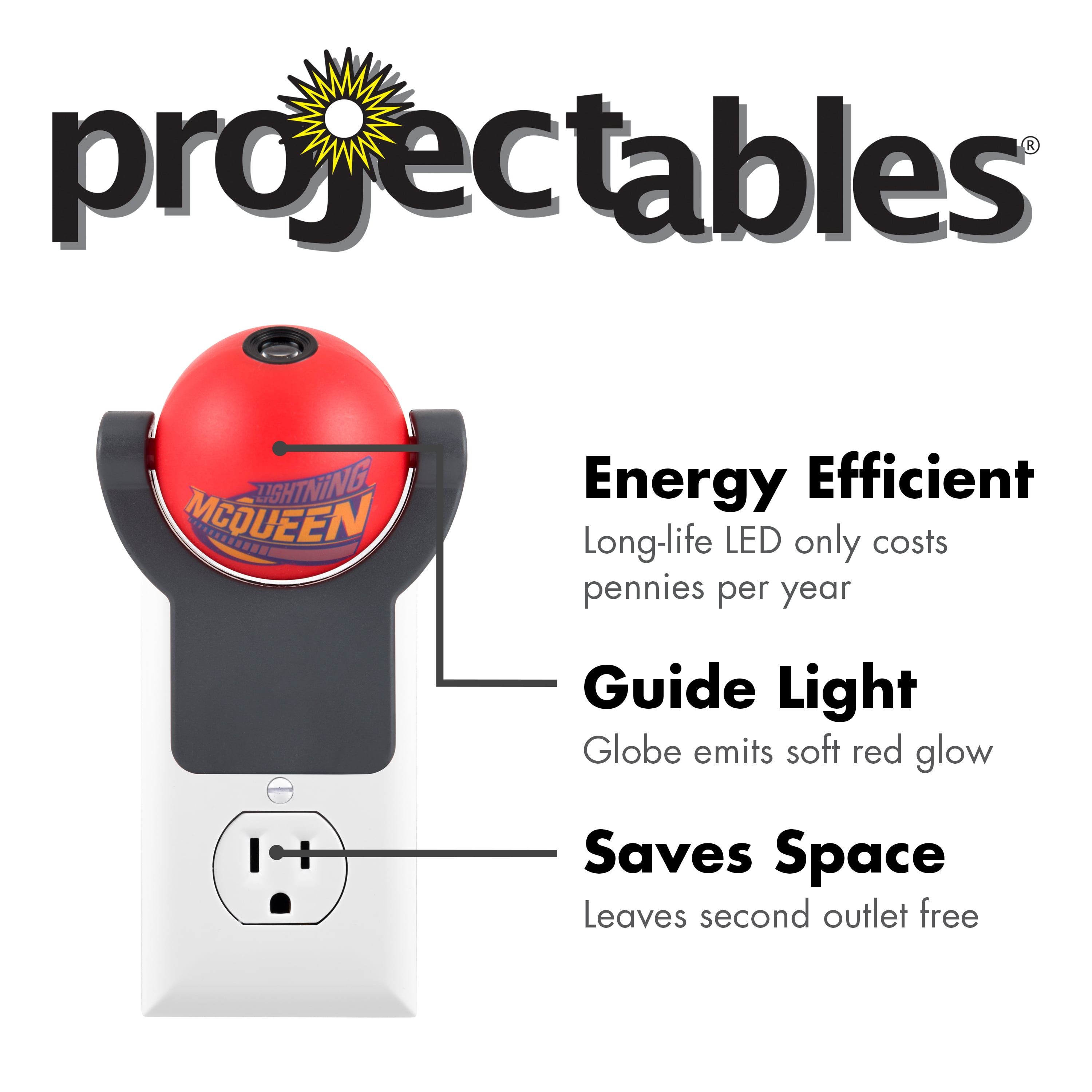 Projectables Disney Pixar Cars LED Plug-In Night Light, Lightning McQueen and Cruz Ramirez Image, 11742