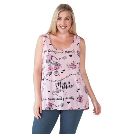 Plus Size Women's Minnie Mouse All-over Pink Tank Top Shirt