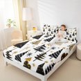 thumbnail image 4 of Homewish Cartoon Xmas Tree Bed Sheets for Kids, Stripes Abstract King Sheets, Winter Christmas Theme Sheet Set, Luxury Bedroom Decor, 4-Piece, 4 of 7
