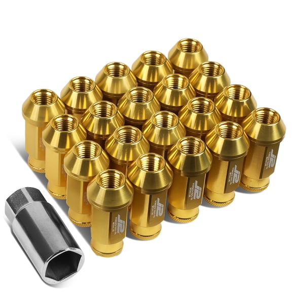 J2 Engineering LN-T7-004-15-GD J2 Engineering 7075 -T6 Forged Aluminum M12X1.5 20Pcs 50mm Height Open -End Lug Nut Set w / Socket Adapter Key (Gold)