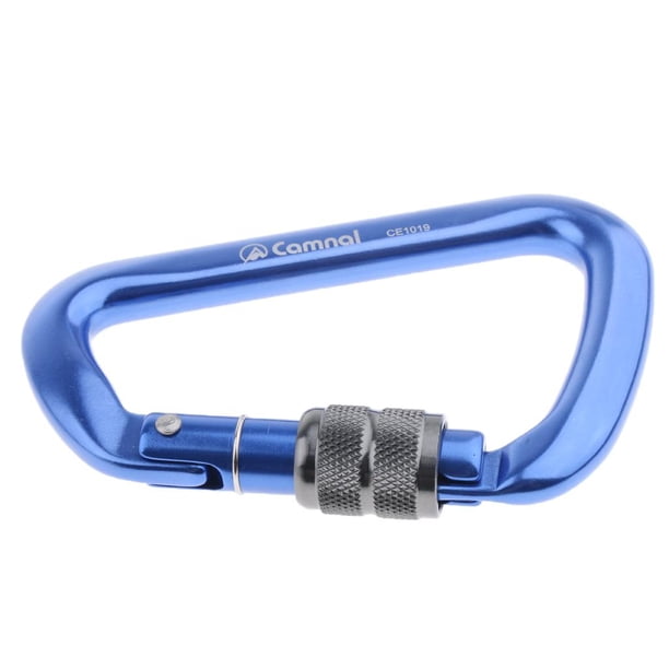 Mosquetón para Escalada Montañismo y Camping con llavero D 8KN + 28KN Bloqueo de tornillo azul