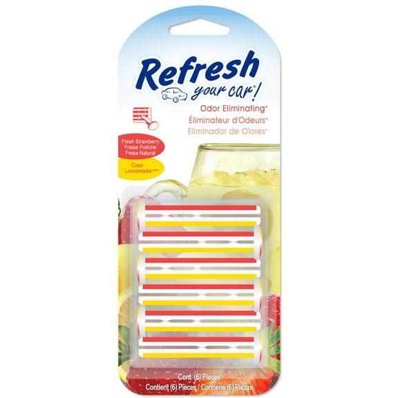 Refresh Your Car! Vent Air Freshener (Fresh Strawberry/Cool Lemonade Scent, 6 Pack)