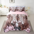 thumbnail image 2 of Erosebridal Teen Highland Cattle Bedding Sets Twin Size,Pink Brown Comforter Sets with Sheets,Lightweight Reversible Bed in a Bag Twin size,Animal Decor,7pcs, 2 of 6