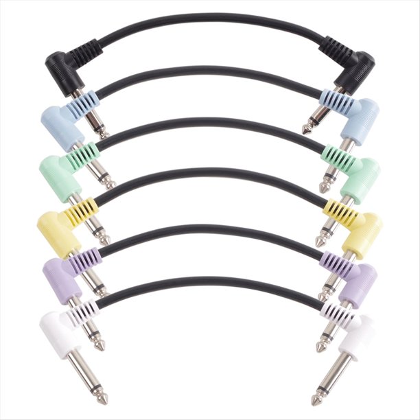 6 Paquetes de Cables de Conexión Redondos de 18 cm para Pedales de Efectos de Guitarra, Conectores Multicolores.