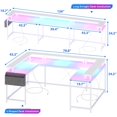 thumbnail image 3 of Luku U Shaped Home Office Desk, Reversible L Shaped Gaming Computer Desk with Power Outlets,126 Inch Computer Desk with Monitor Stand and LED Lights,Storage Shelves,Storage Bag and Hooks, 3 of 8