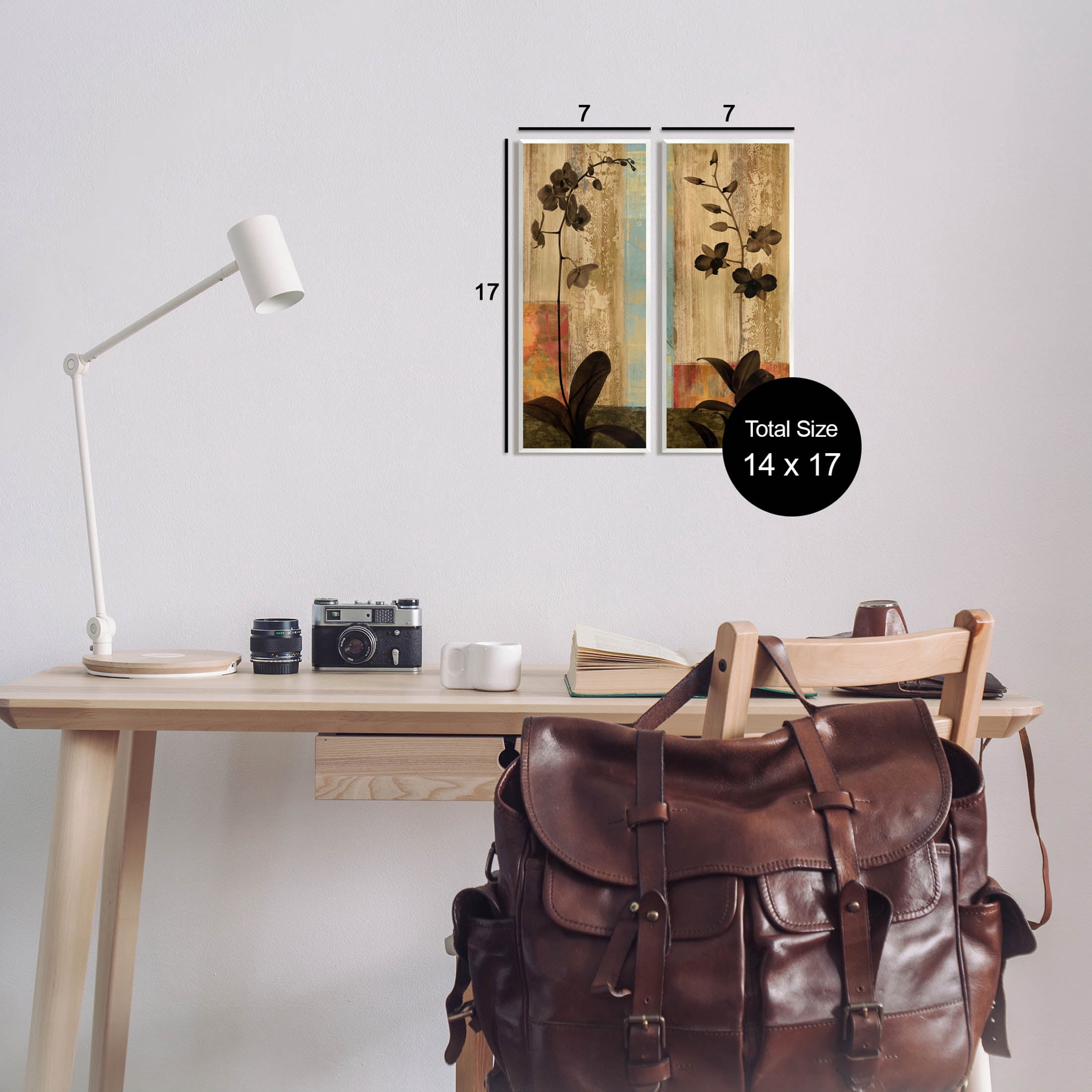 Modern Boho Orchid Blooming Botanical & Floral Graphic Art Unframed Art Print Wall Art, Set of 2