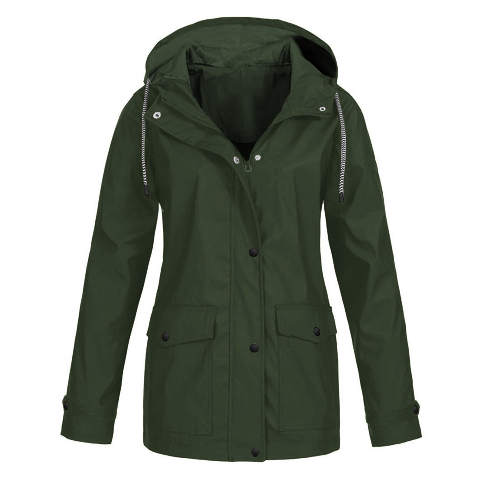 Women’s Waterproof Hooded Rain Jacket Lightweight Zip Up Outdoor ...
