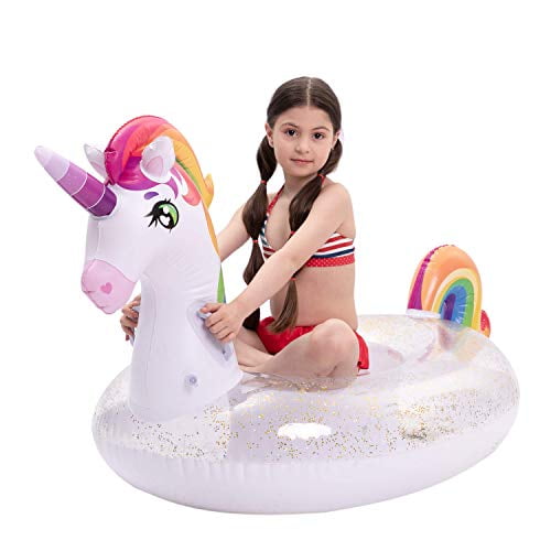 Joyin - JOYIN Inflatable Unicorn Pool Float with Glitters, Fun 