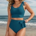 thumbnail image 3 of RUTAYY Women's Bikini Sets Solid Color High Waist Swimwear Tankini Tops with Bottom Sports Swimming Trendy Training Swimsuit, 3 of 5