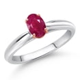 thumbnail image 2 of Gem Stone King 925 Sterling Silver and 10K Rose Gold Prongs Red Ruby Solitaire Engagement Ring for Women (0.60 Cttw, Oval 6X4MM, Gemstone July Birthstone, Available in Size 5, 6, 7, 8, 9), 2 of 4