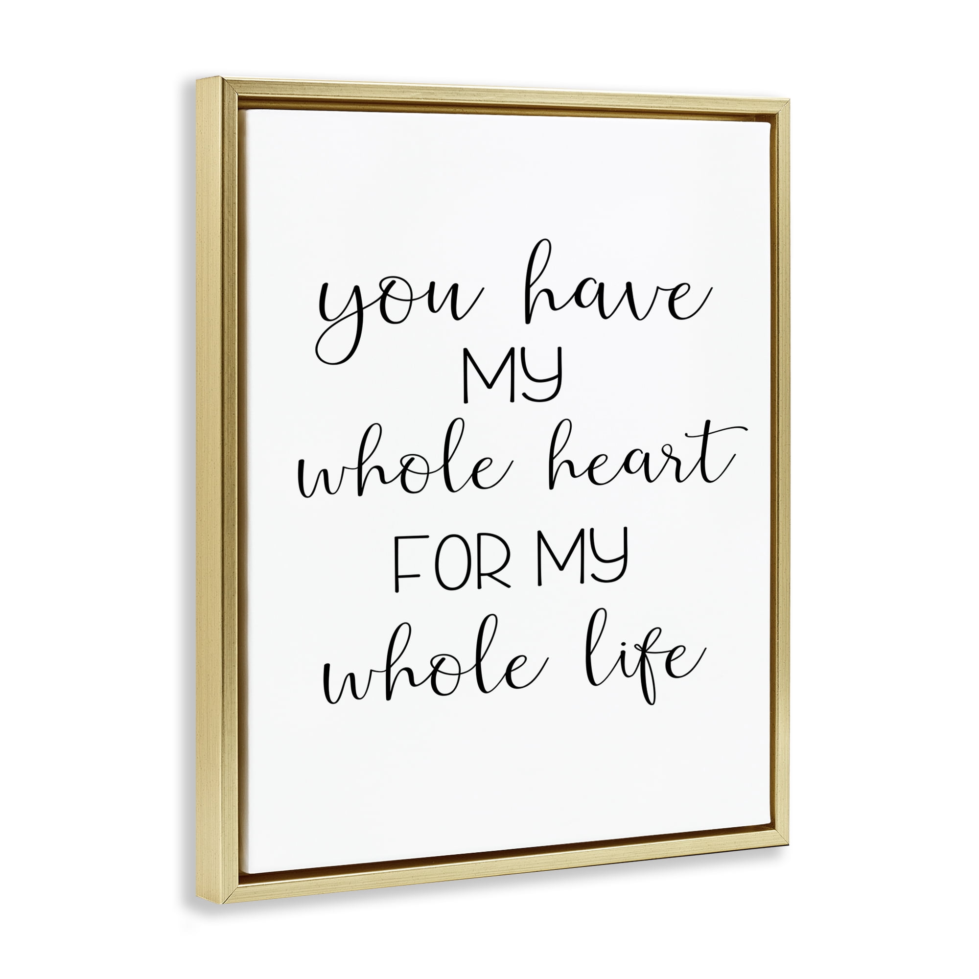 Stupell Industries Whole Heart For Life Text & Numbers Painting Gold Floater Framed Canvas Art Print Wall Art, 25 x 31