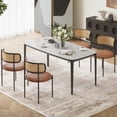 thumbnail image 7 of Farini Dining Chairs Set of 2, Modern PU Leather & Woven Rattan Kitchen Chairs with Metal Legs for Kitchen, Living Room, or Restaurant, Brown, 7 of 7
