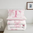 thumbnail image 4 of Initial Letter T Comforter Set,Princess Style Pink Bowknot Girly Romantic Bedding Set All Season,Dreamy Bow Love Hearts Kawaii Pink Comforter 2 Pcs with 1 Pillowcase,, 4 of 6
