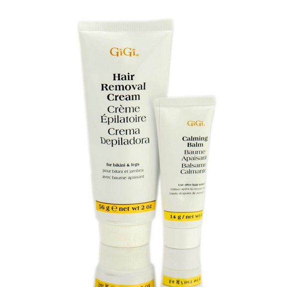 Size : Balm - .5 oz / Depilatory - 2 oz , GiGi Hair Removal Cream For Bikini and Legs , Hair Scalp Skin Body - Pack of 3 w/ SLEEK Teasing Comb