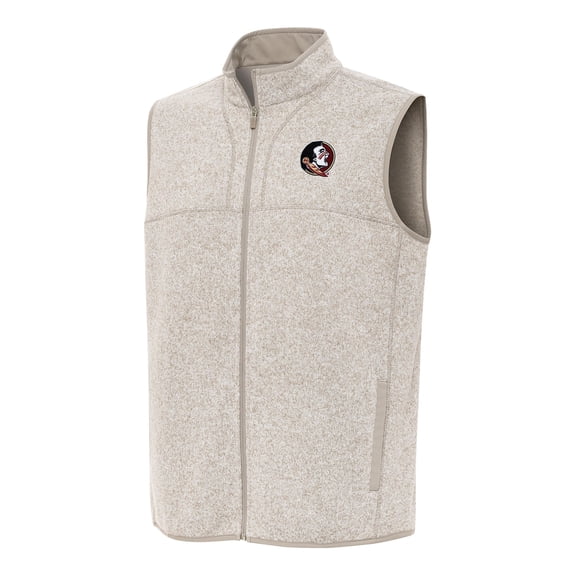 Men's Antigua Oatmeal Florida State Seminoles Fortune Full-Zip Vest