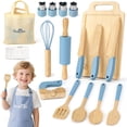 thumbnail image 1 of Set de cocina Dreamon Wooden Kids de 29 piezas con delantal y tabla, 1 of 8
